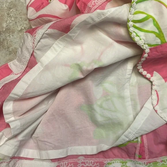 Lily Pulitzer Pink Floral Skirt w/lace back pocket sz 6 - Picture 7 of 9